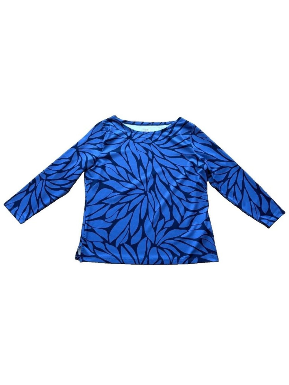 Vineyard Vines Size Large Periwinkle Blue Full Bloom Boatneck Top 3/4 Sleeve